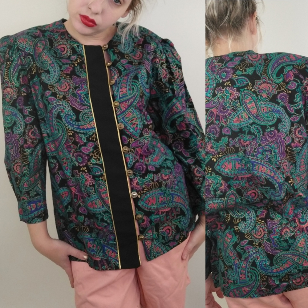 Vintage Multicolor Paisley Blouse